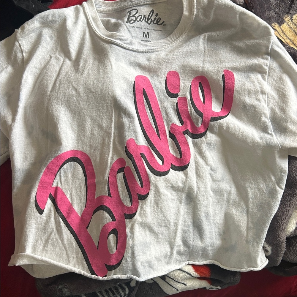 Barbie White Tee with Pink Logo